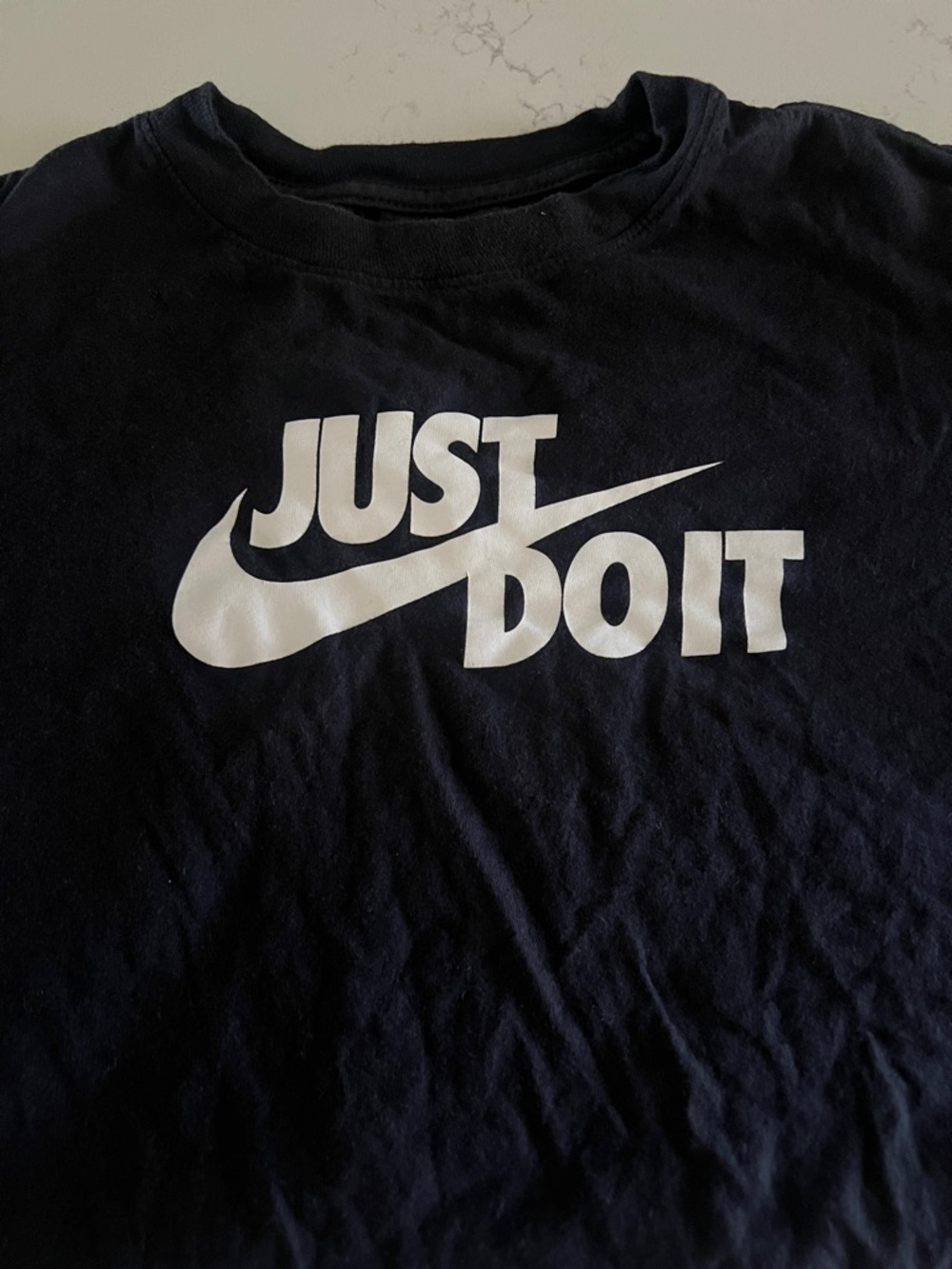 Nike Black Tee with White Logo and Label Print